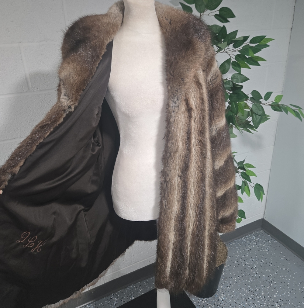 VTG 80s Luxury Mink Fur Swing Coat Small Medium Glam Mobwife - Picture 6 of 10